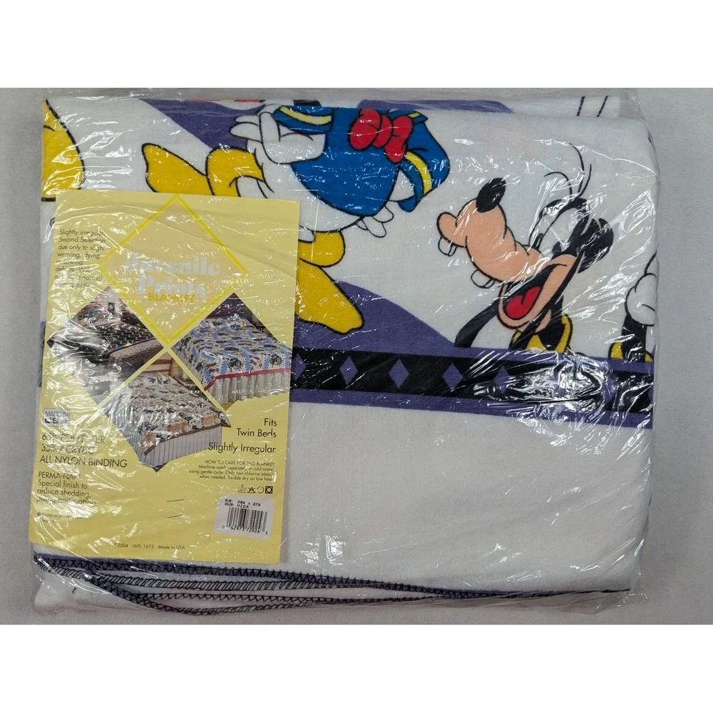 Vintage Disney Mickey Mouse Friends Twin Blanket Made in USA